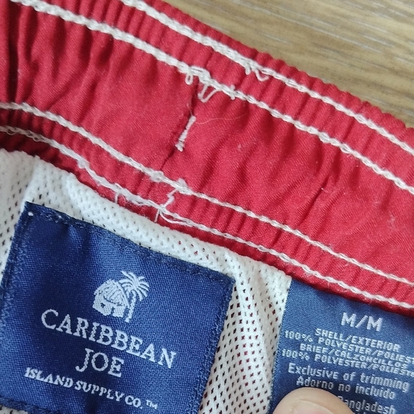 Caribbean Joe Red and White Board Shorts Tropical Design - Picture 2 of 4